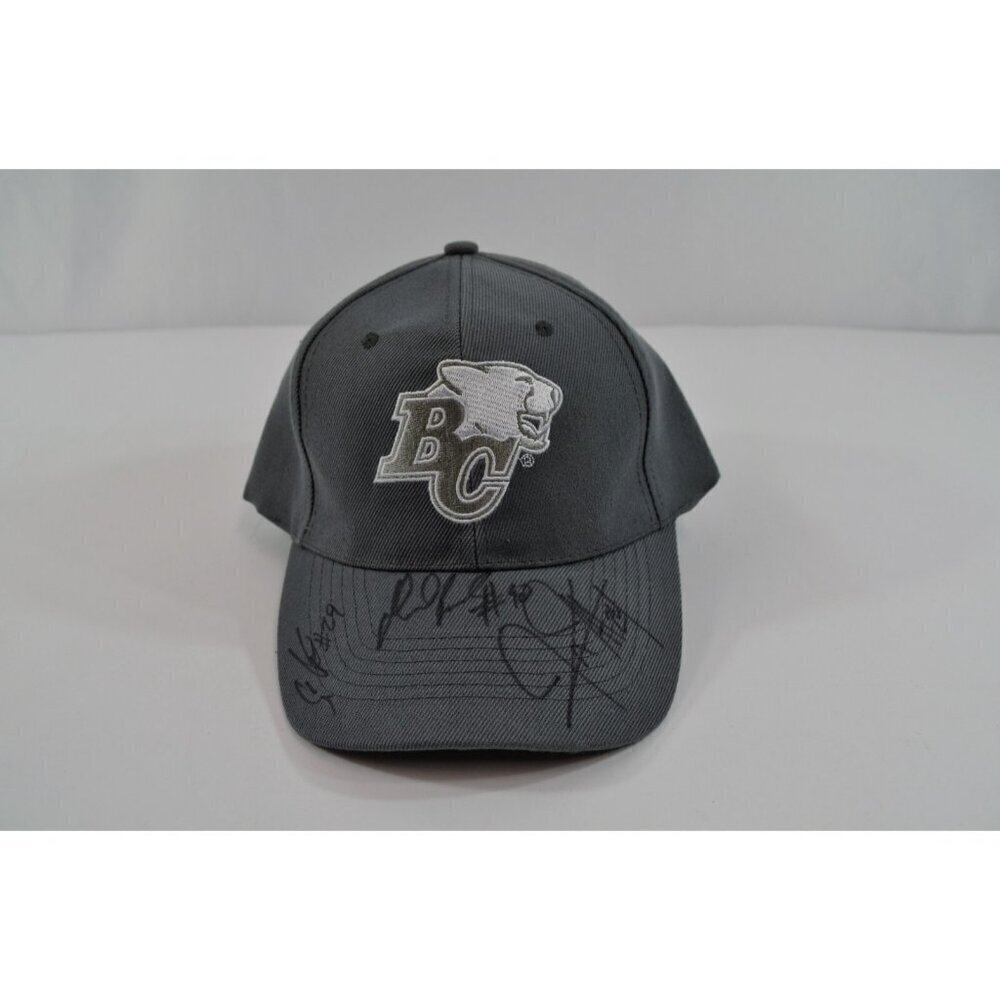 BC Lions Signed Hat Jeremiah Johnson Steven Clarke Gray Embroidered Adjustable